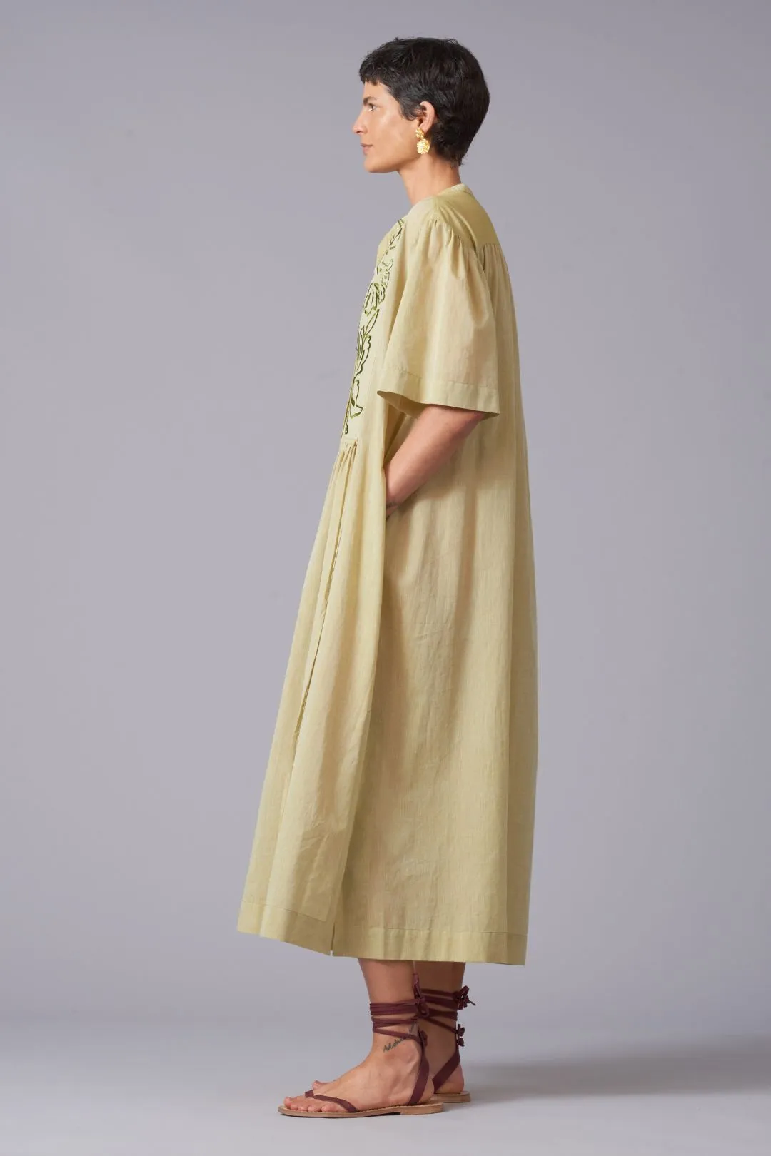 Flora Sage Voile Dress & Slip