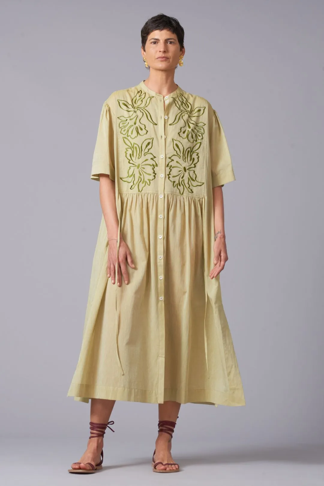 Flora Sage Voile Dress & Slip
