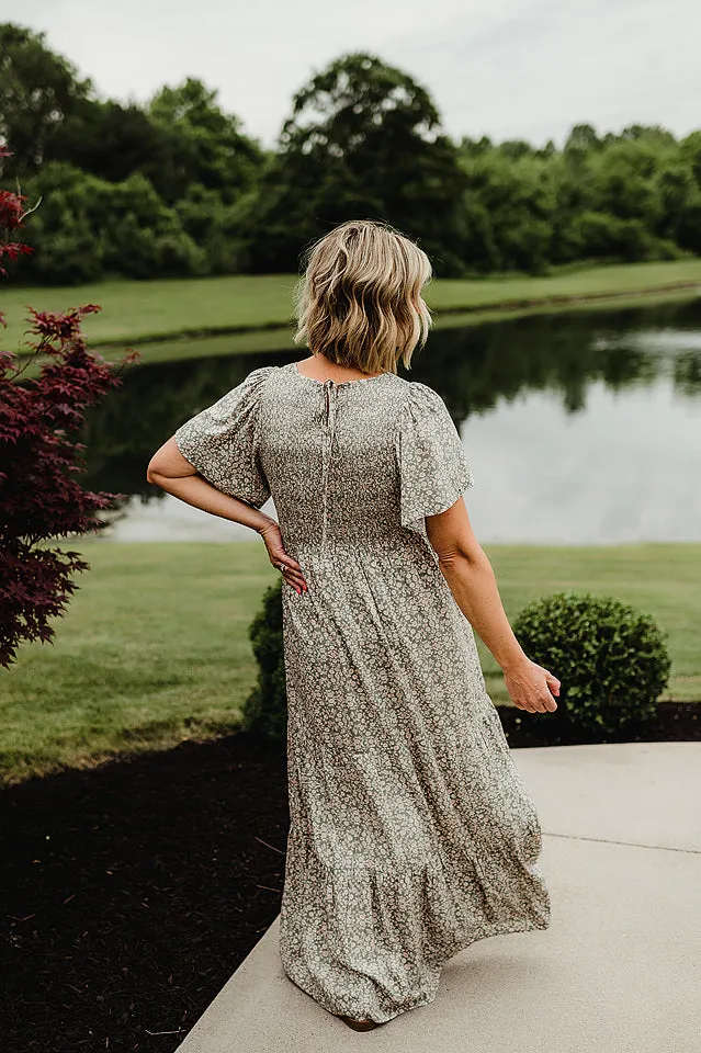 Flutter Sleeve Maxi Dress