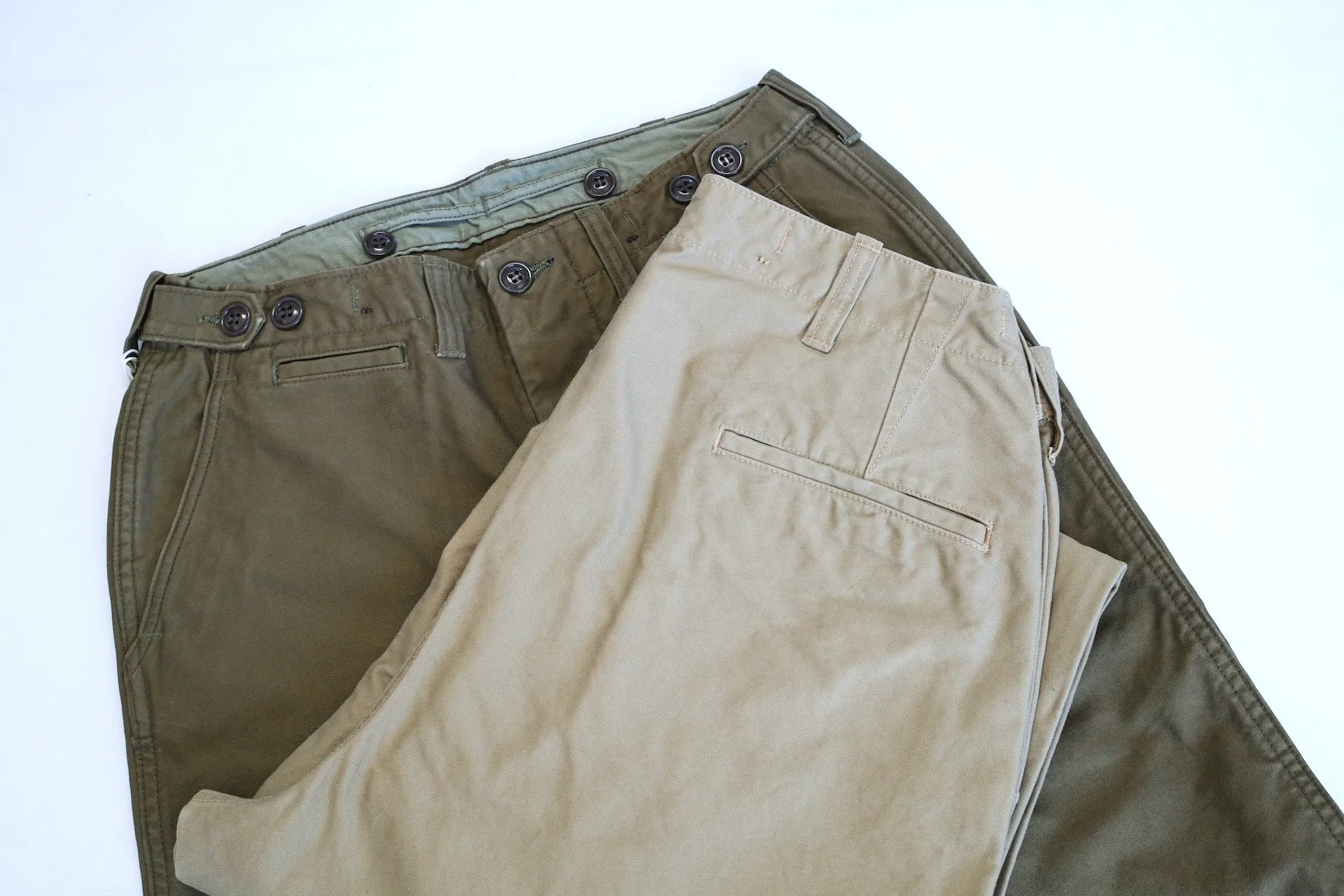 Freewheelers "M-1943" Military Back Satin Trousers (Dark Tan)