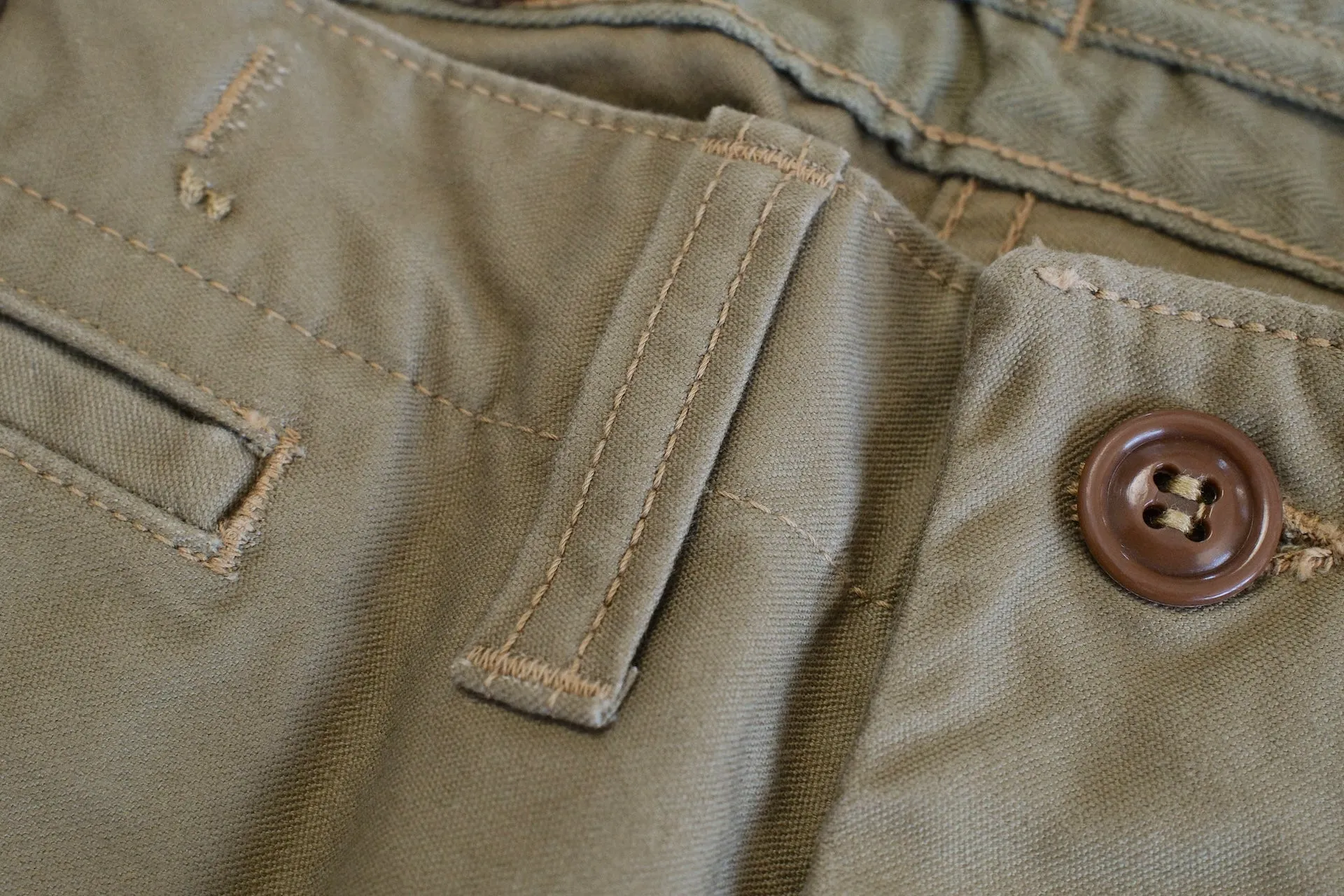 Freewheelers "M-1943" Military Back Satin Trousers (Dark Tan)