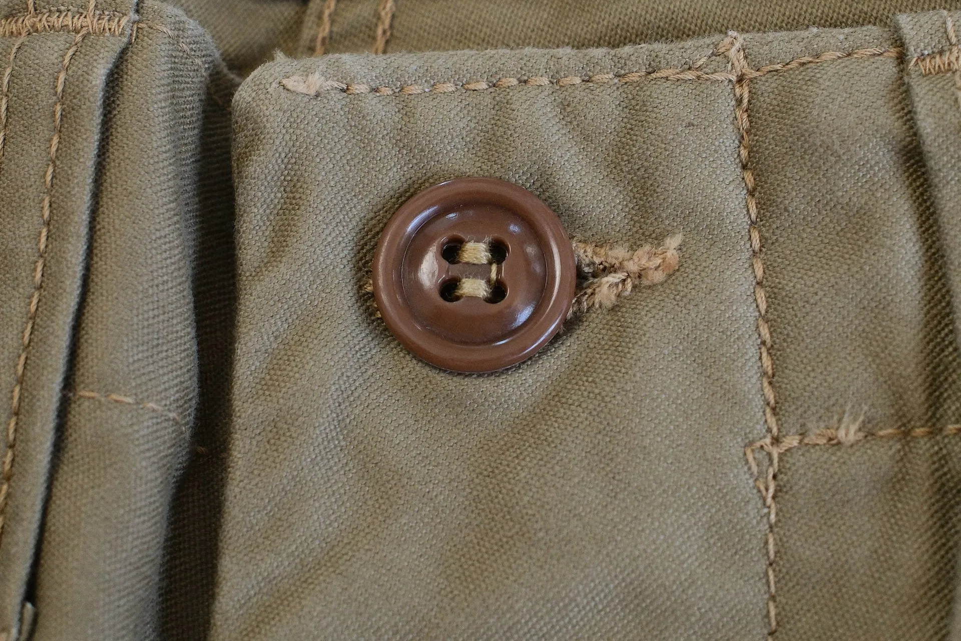 Freewheelers "M-1943" Military Back Satin Trousers (Dark Tan)