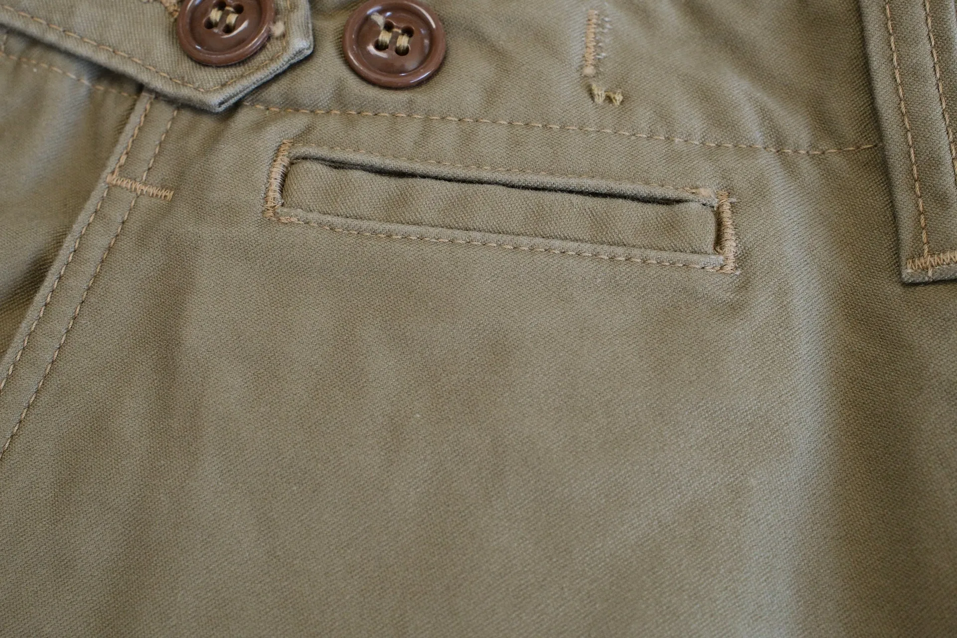 Freewheelers "M-1943" Military Back Satin Trousers (Dark Tan)