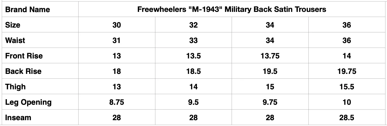 Freewheelers "M-1943" Military Back Satin Trousers (Dark Tan)