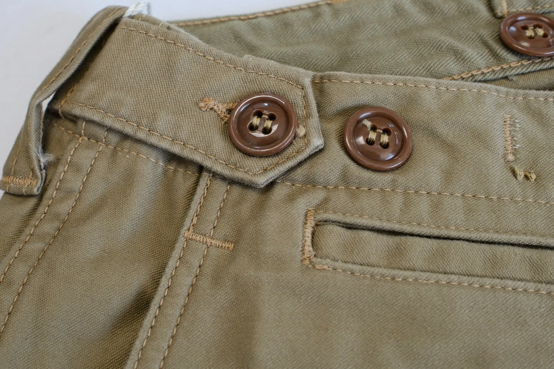Freewheelers "M-1943" Military Back Satin Trousers (Dark Tan)