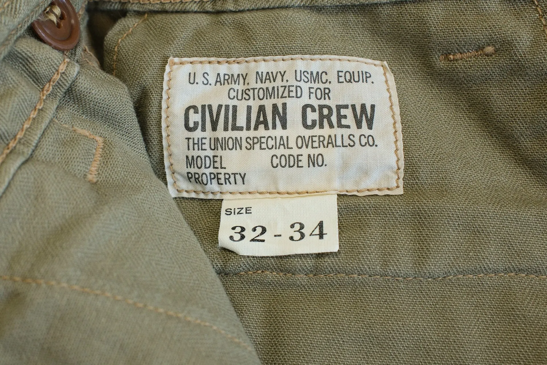 Freewheelers "M-1943" Military Back Satin Trousers (Dark Tan)