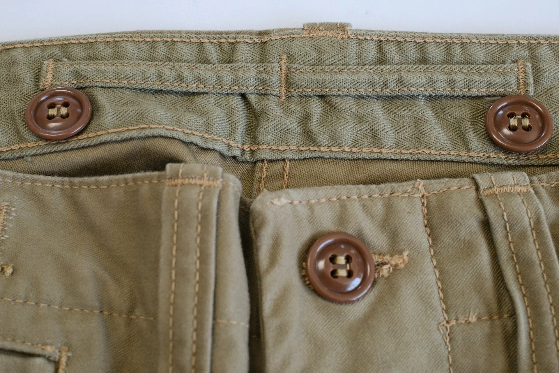 Freewheelers "M-1943" Military Back Satin Trousers (Dark Tan)