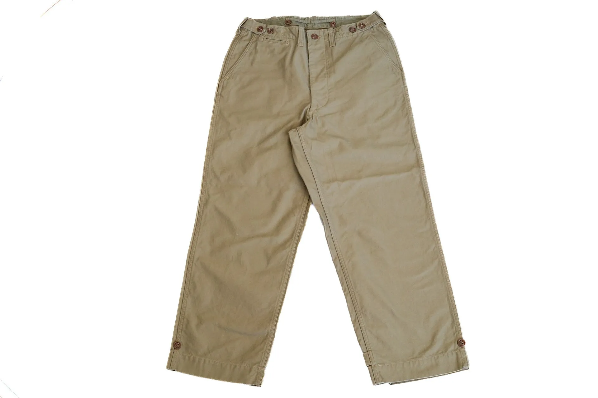 Freewheelers "M-1943" Military Back Satin Trousers (Dark Tan)