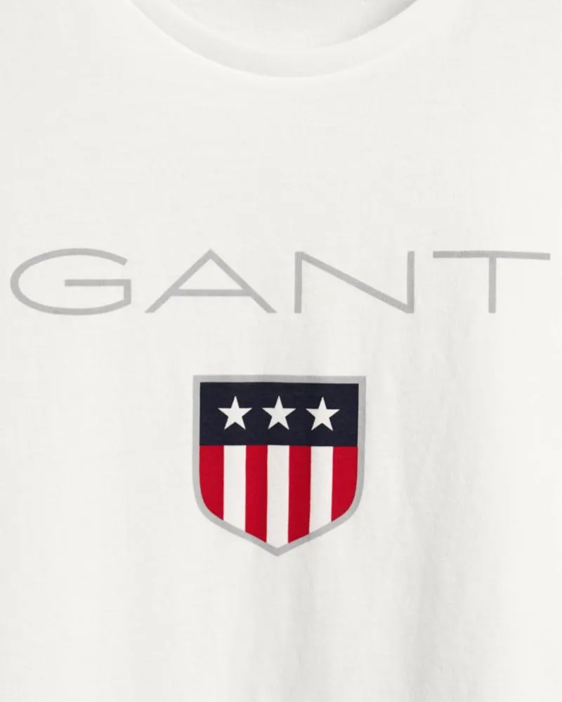 Gant Apparel Mens SHIELD SS T-SHIRT 110/WHITE