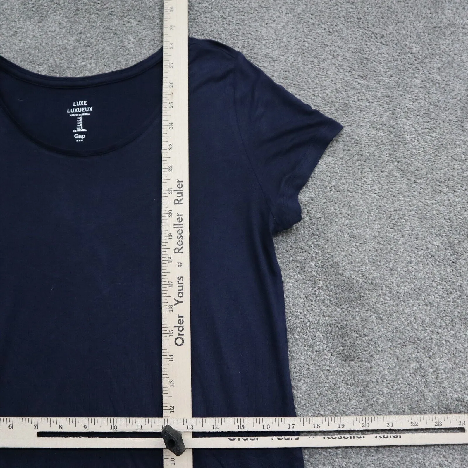 GAP Womens Luxe LUXUEUX T Shirt Top Short Sleeves Crew Neck Blue Size Small