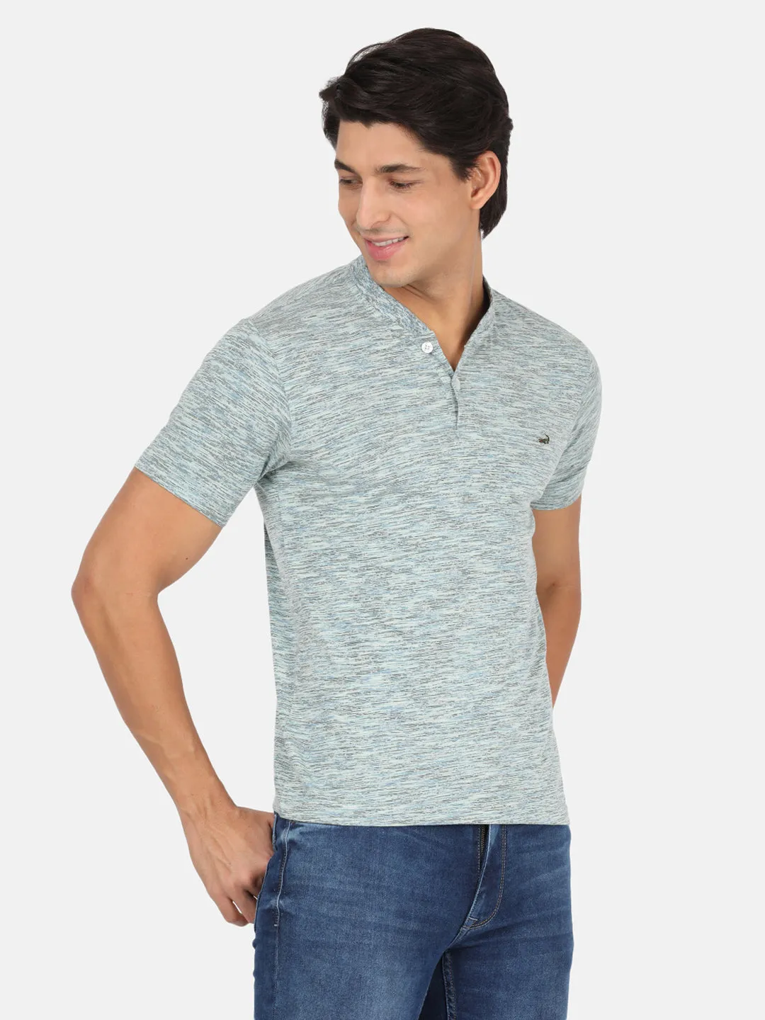 Green Solid Slim Fit T-Shirt