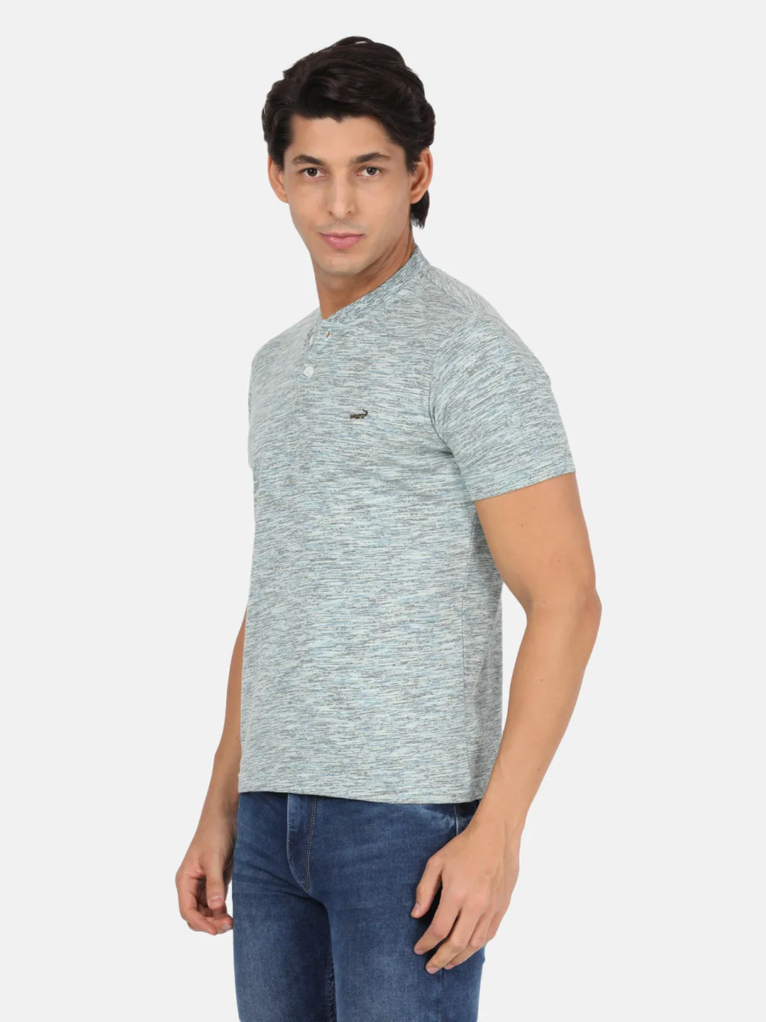 Green Solid Slim Fit T-Shirt
