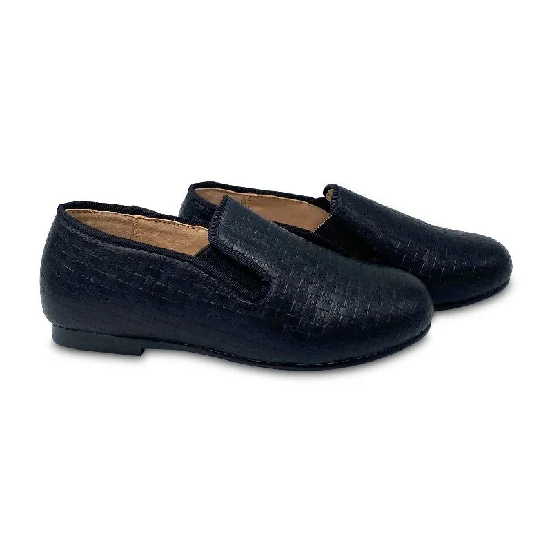 Gufanpei Black Woven Basket Weave Smoking Shoe 031