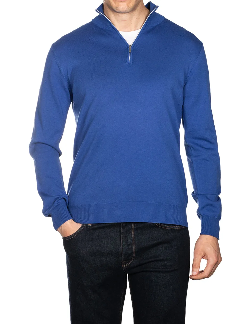 Half Zip Mock Neck Jumper Bluette
