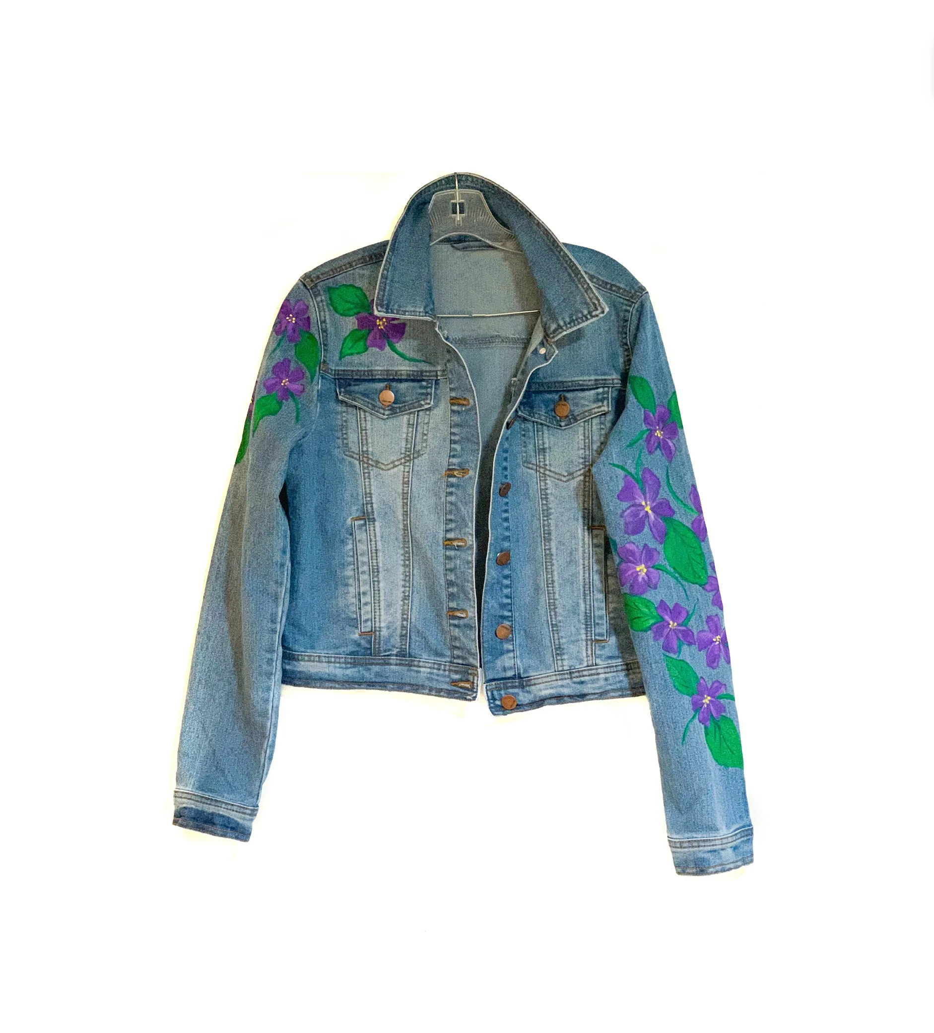 Hand Painted Floral Jean Jacket