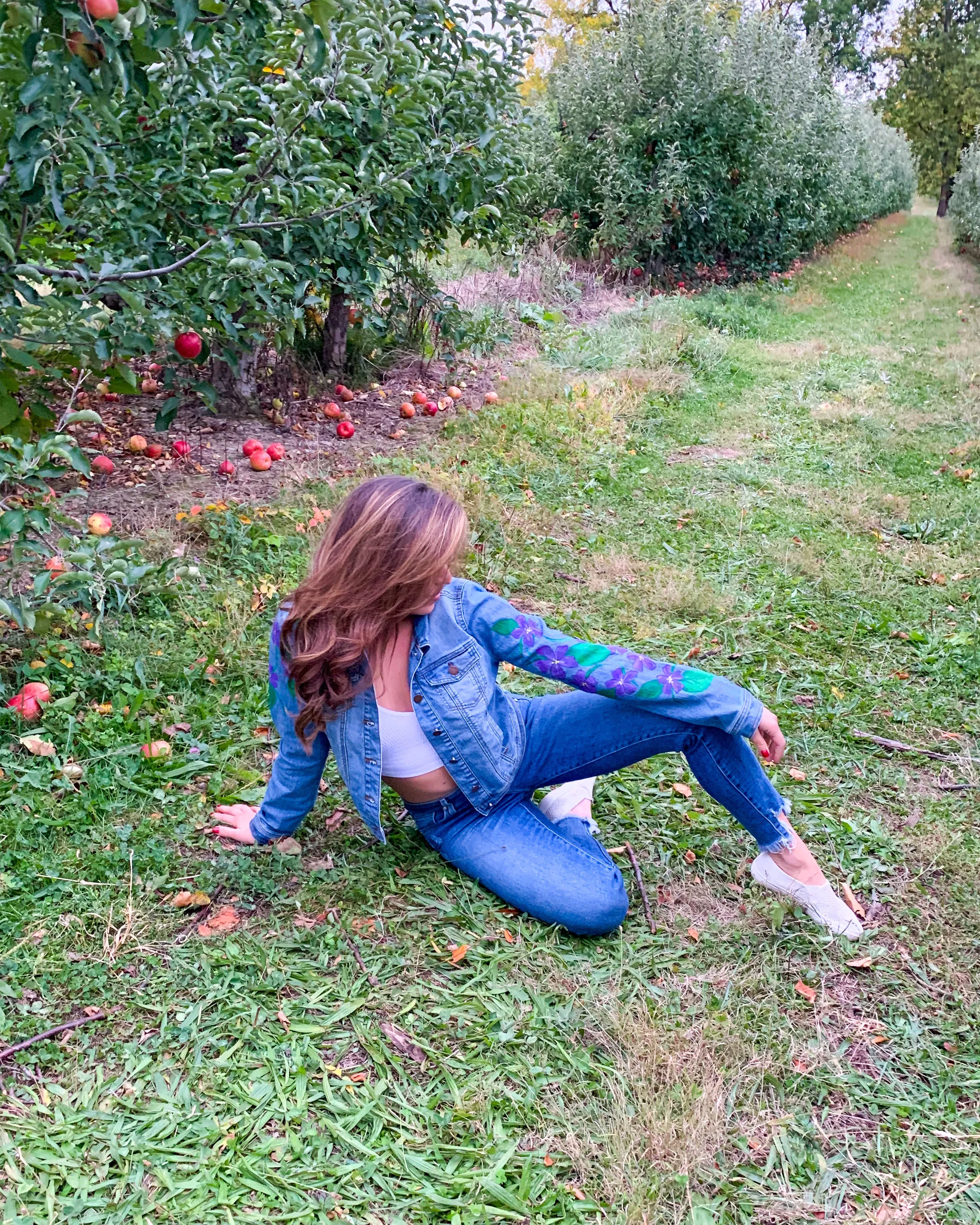 Hand Painted Floral Jean Jacket