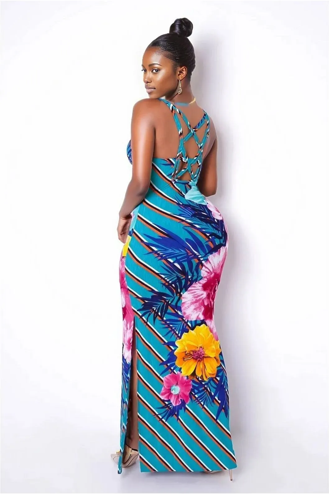 Hawaiian Blue  Maxi Dress