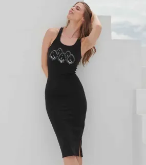 Hedgehogs midi women dress with a slit