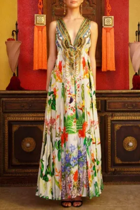 High Slit V Neck Maxi