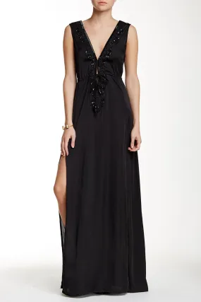 High Slit Womens Maxi Black Dress