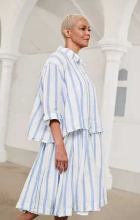 High Tea Slip Dress - Pale Blue & White Stripe