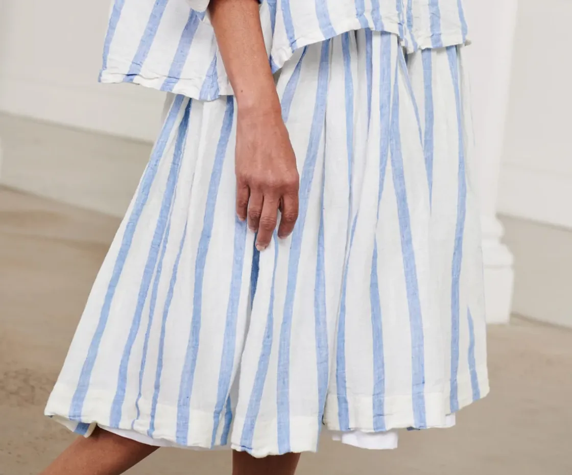 High Tea Slip Dress - Pale Blue & White Stripe