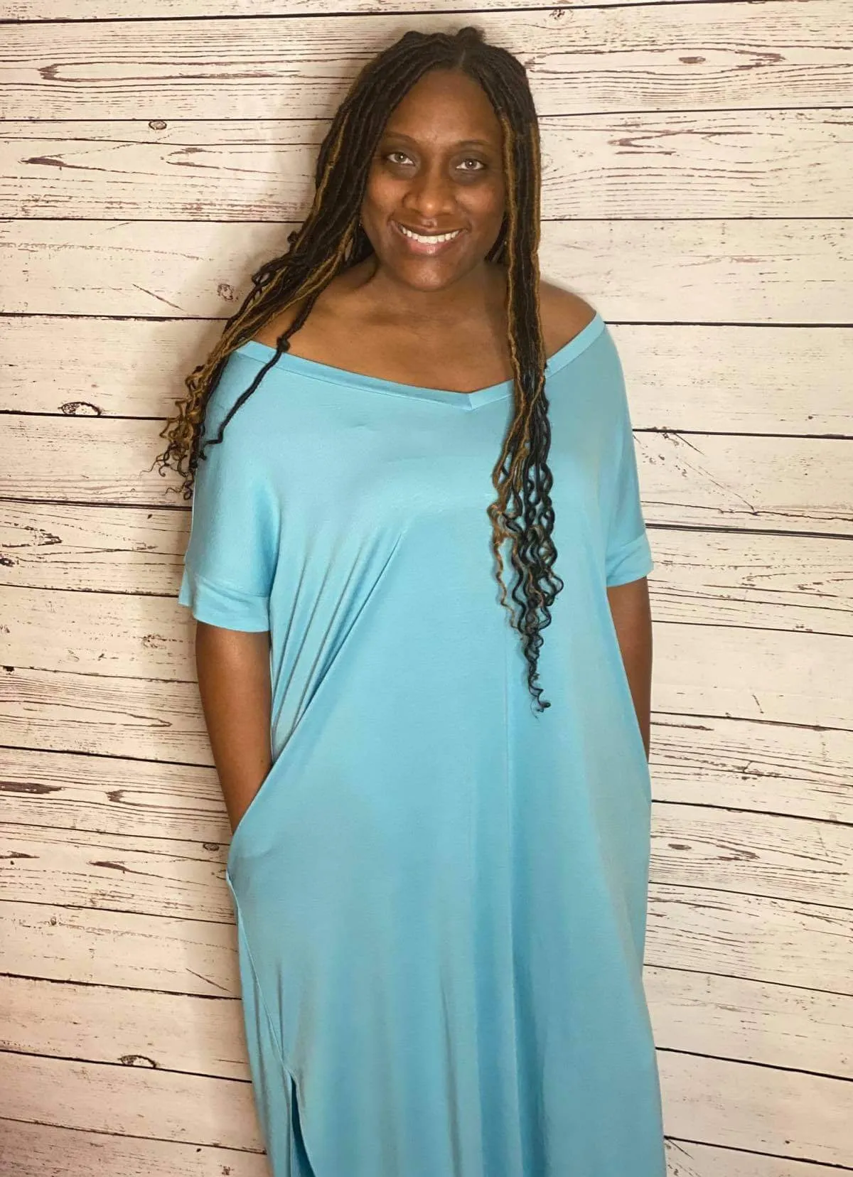 I Am Purposed Dress (Milky Blue- Plus Size)