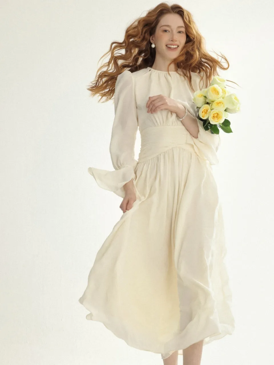 Irene Shirring Long Dress