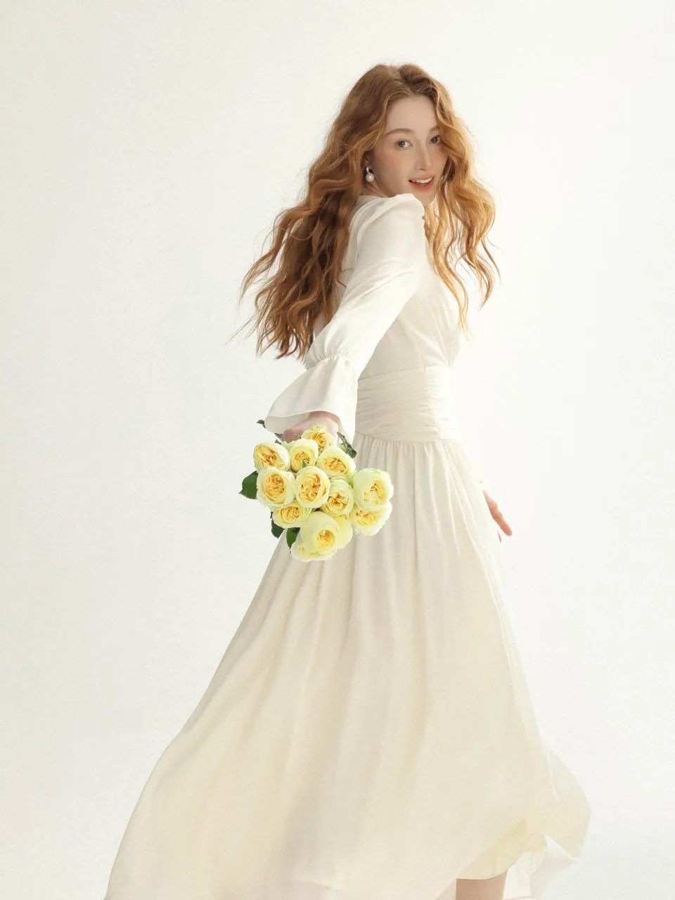 Irene Shirring Long Dress