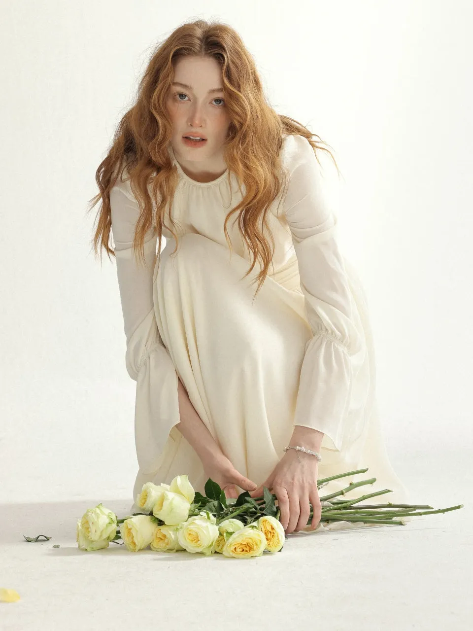 Irene Shirring Long Dress