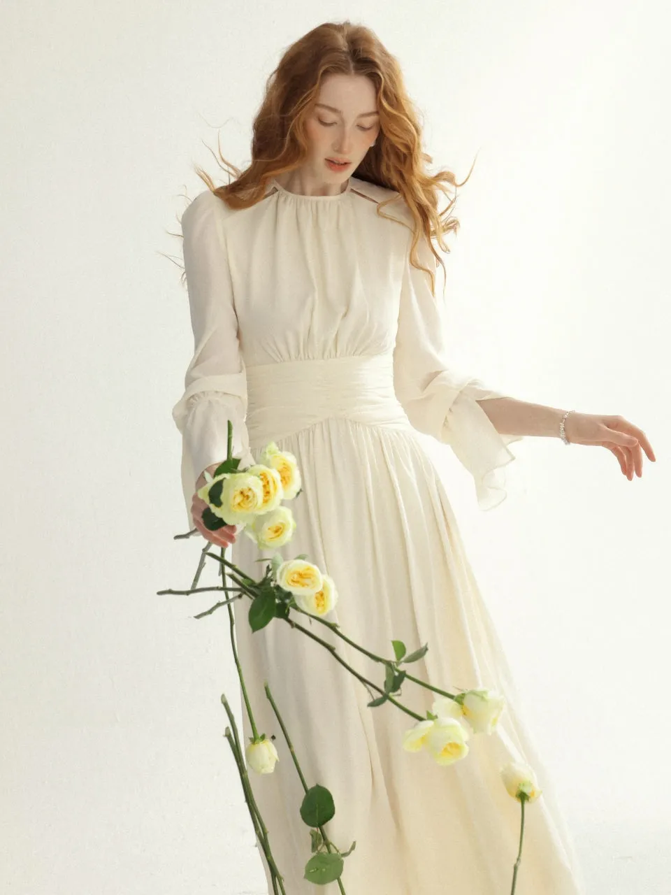 Irene Shirring Long Dress
