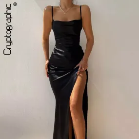 Julia Satin Side Slit Maxi Dress