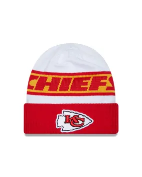 Kansas City Chiefs New Era 2023 Sideline Tech Cuffed Knit Hat - White/Red