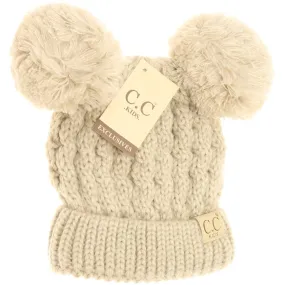 KIDS SOLID DOUBLE POM CC BEANIES