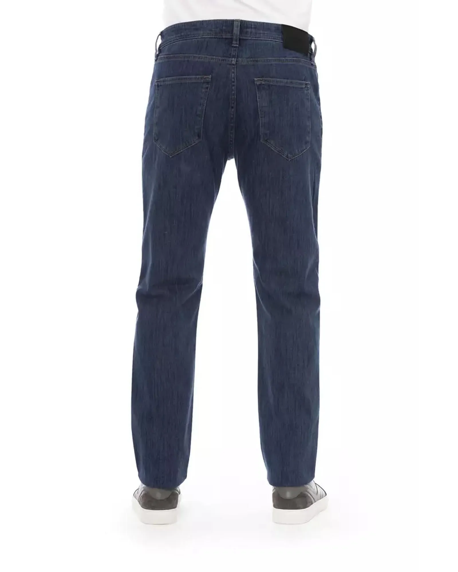 Logo Button Regular Man Jeans with Tricolor Insert and Contrast Stitching W33 US Men