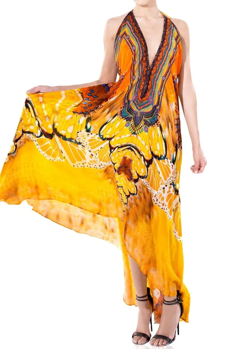 Luxury Orange Floor Length Dress