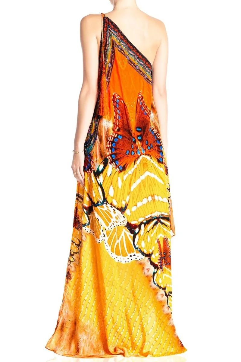 Luxury Orange Floor Length Dress