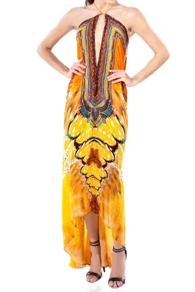 Luxury Orange Floor Length Dress