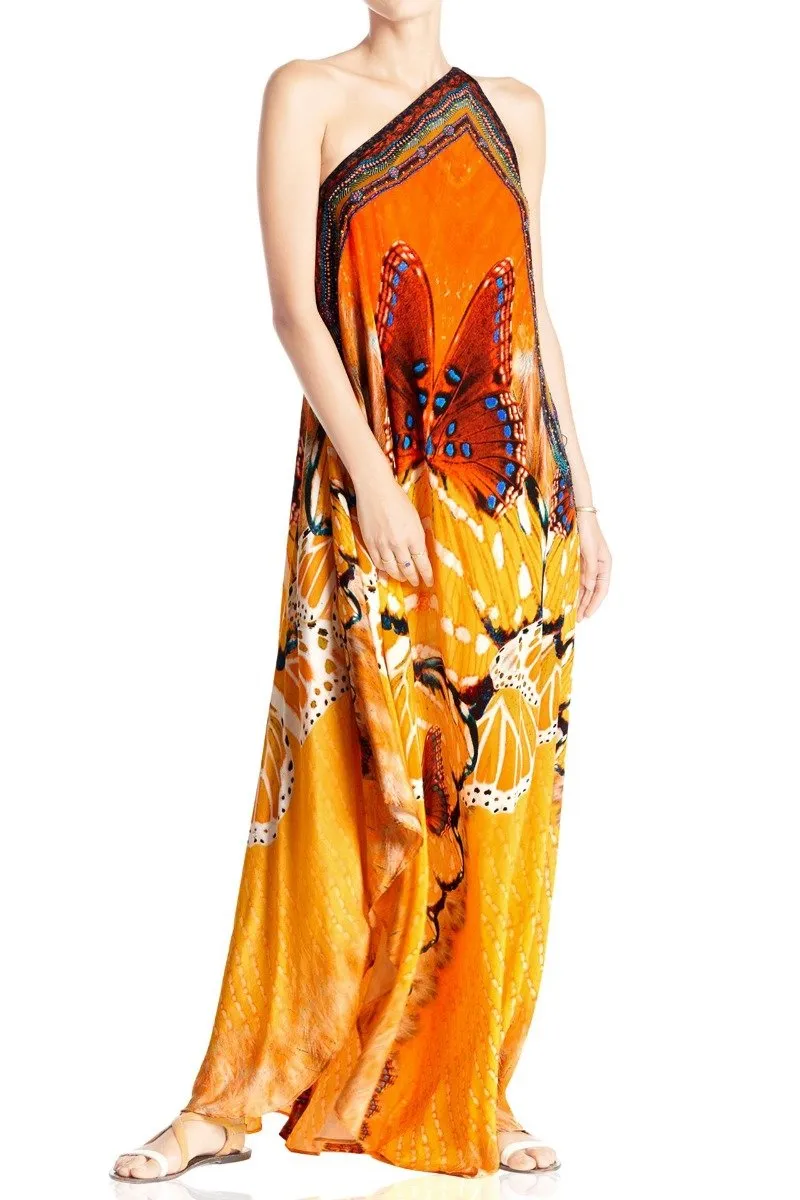 Luxury Orange Floor Length Dress