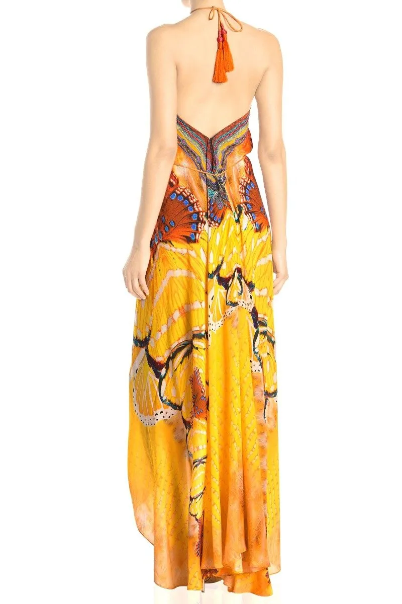 Luxury Orange Floor Length Dress