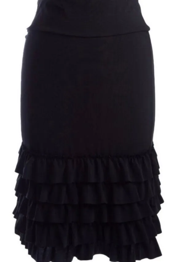 Marlene Ruffle Skirt/Slip Extender- Black