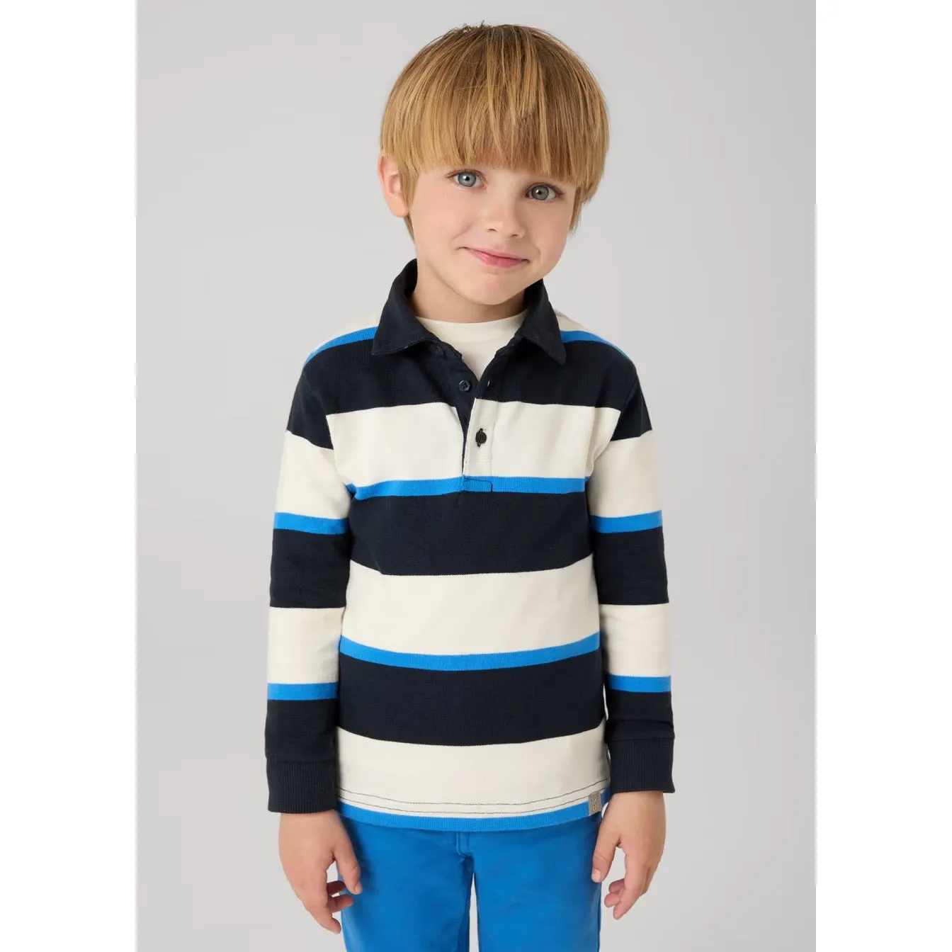Mayoral Boys Striped Polo Shirt 4104 Navy