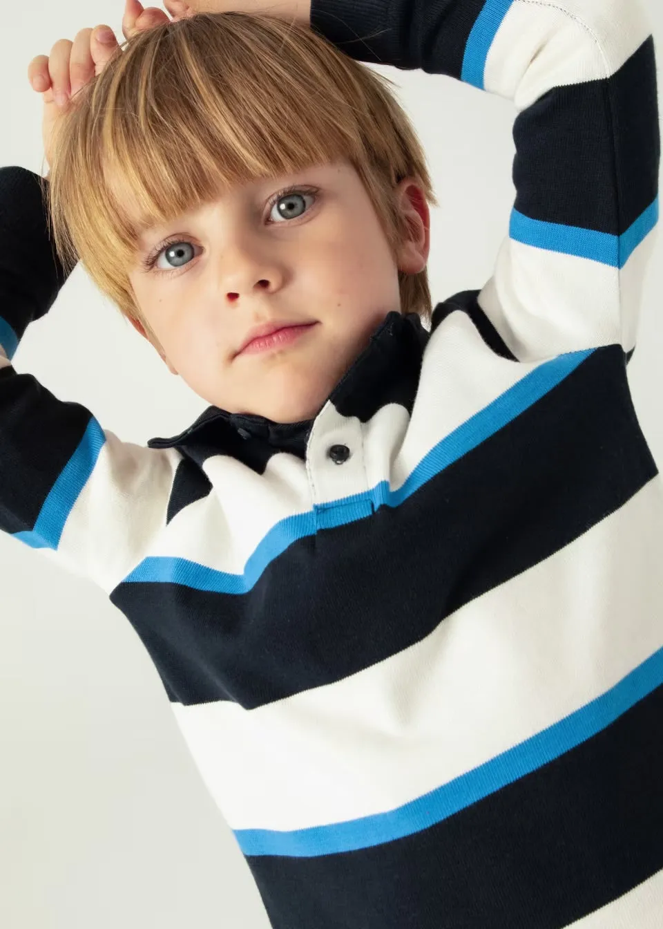 Mayoral Boys Striped Polo Shirt 4104 Navy