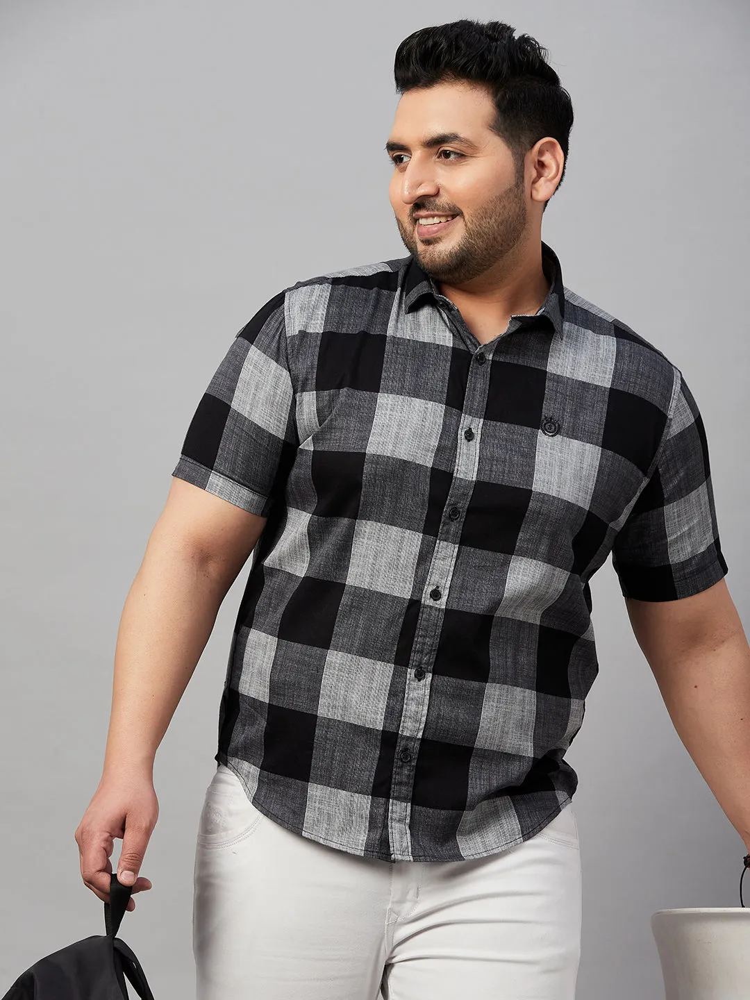 Men Checked Black Shirt