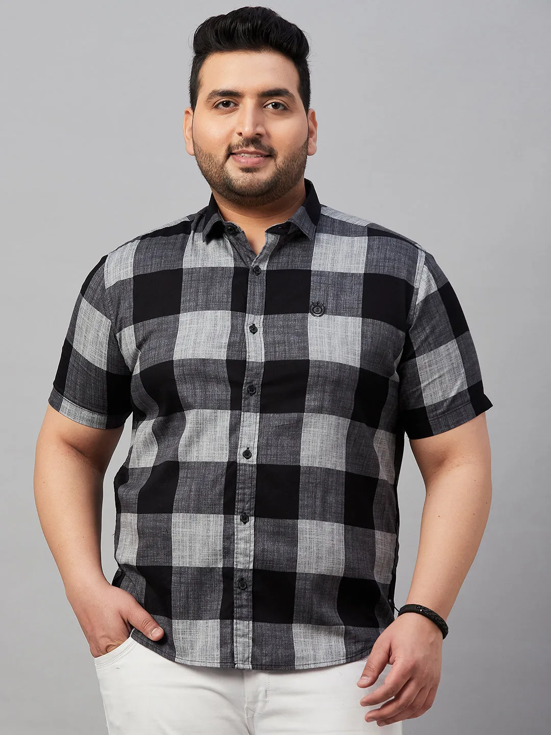 Men Checked Black Shirt