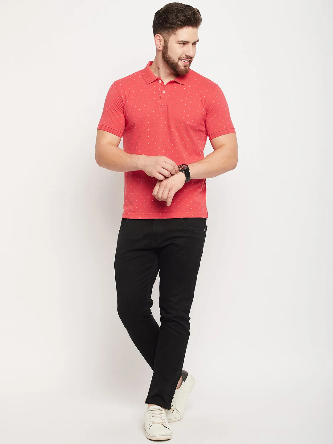 Men Coral Polo T-Shirt