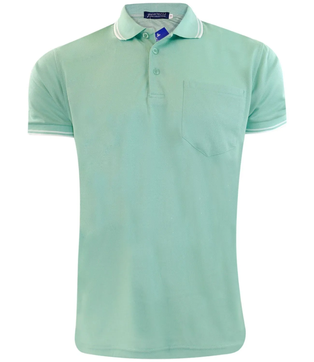 Mens Polo Shirt Cotton Pique Pocket Men Ribbed Tipping Collar PK T Shirt Summer Top Tee Gym Casual Wear