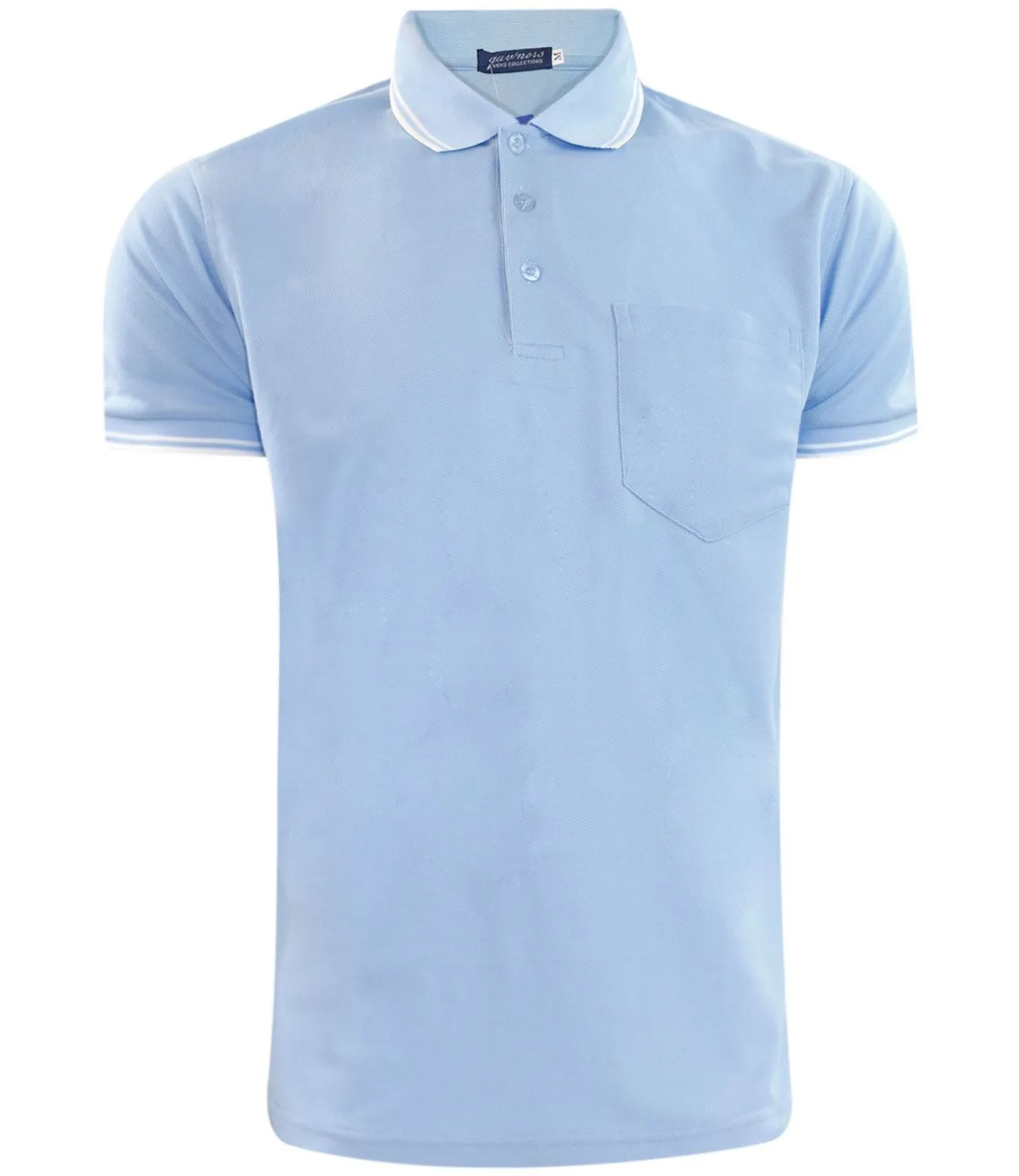 Mens Polo Shirt Cotton Pique Pocket Men Ribbed Tipping Collar PK T Shirt Summer Top Tee Gym Casual Wear