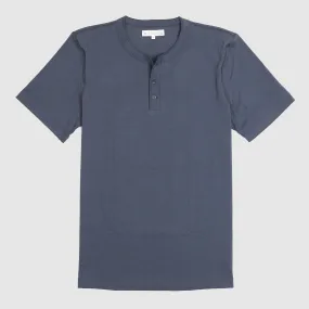 Merz b.Schwanen Loop Wheeler Short Sleeve Henley T-Shirt Navy