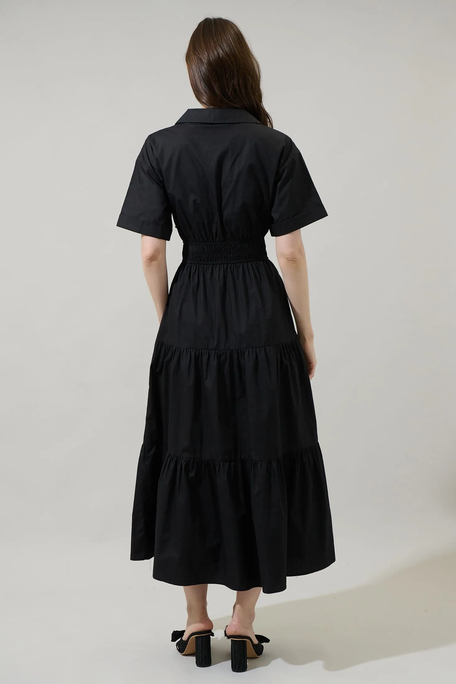 Milah Tiered Collared Maxi Dress